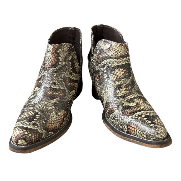Roper Boots Womens 5.5 Cream Brown Snakeskin Print Ankle‎ Bootie Western Cowgirl - Picture 7 of 11